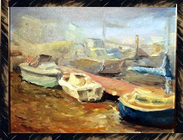 plein air oil painting of moss landing