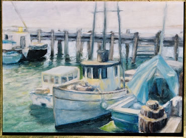 harbor lites oil painting