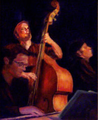 Jazz oil painting of Base player