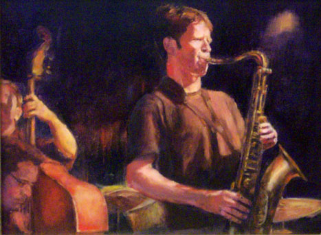 Jazz paintings sax player