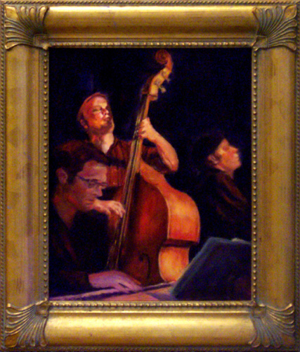 painting of jazz bass player John Shifflett