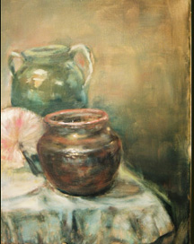 still life of ceramic pots