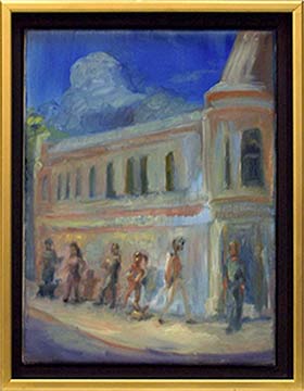 city painting street scene with people