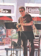 Jazz Art oil painting of sax player