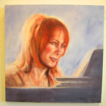 Oil Painting of Jazz piano player