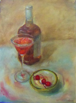 oil painting of cocktails by Riki R Nelson