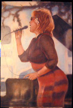 painting female jazz singer